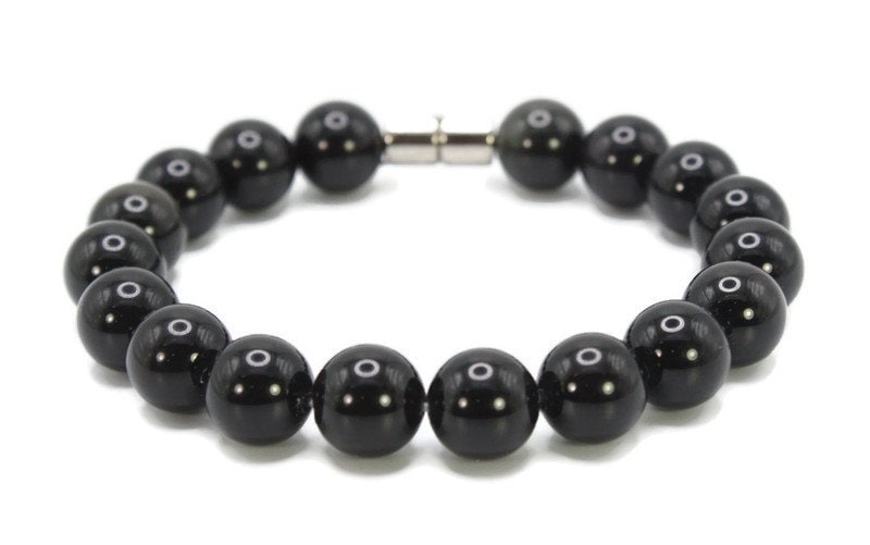 Auras by Osiris Obsidian Bracelet (6-14mm) šš”ļø | Handmade Protective Stone Jewelry for Men/Women w/ Magnetic Clasp | Grounding & Mystical