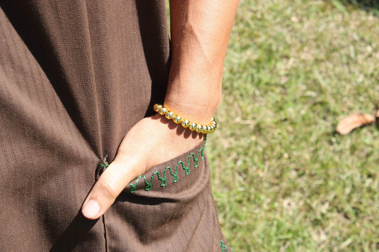 Auras by Osiris Gold Plated Copper Bead Bracelet (8mm) 🌟 | 18k Luxury Jewelry for Men/Women w/ Strong Magnetic Clasp (6-9 Inch)