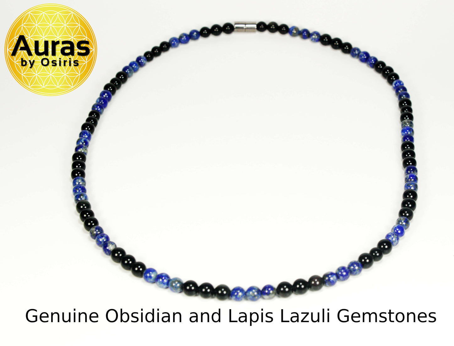 Auras by Osiris Obsidian Lapis Lazuli Necklace 🛡️ | 6mm Protection & Third Eye Clarity (22 Inch)