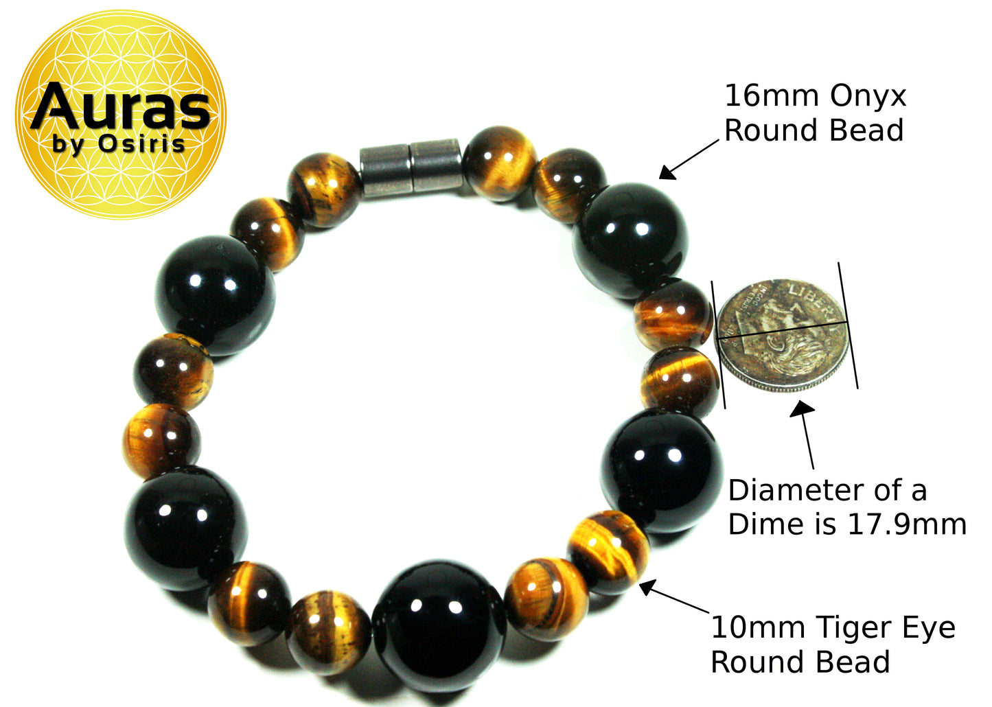black onyx bracelet, Tigers eye bracelet, magnetic clasp bracelet