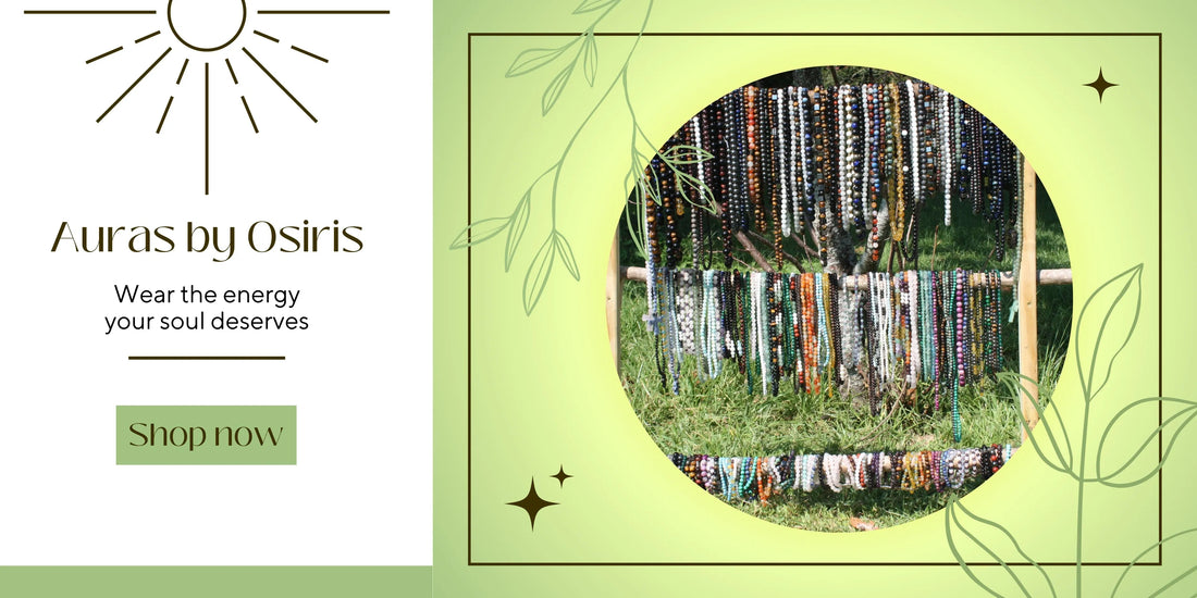 Auras by Osiris handmade gemstone jewelry collection featuring natural crystal beads and magnetic clasps