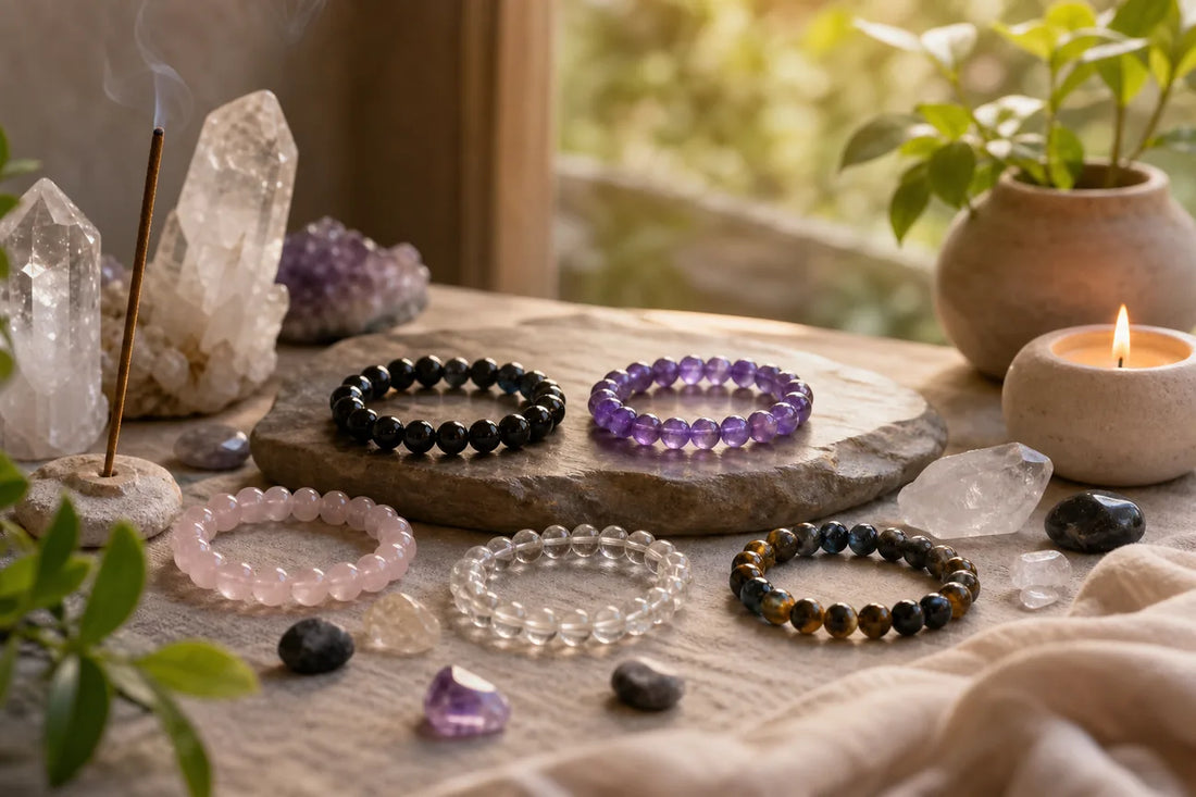 Editorial illustration for Best Crystal Bracelet for Aura Protection: Top 5 Picks