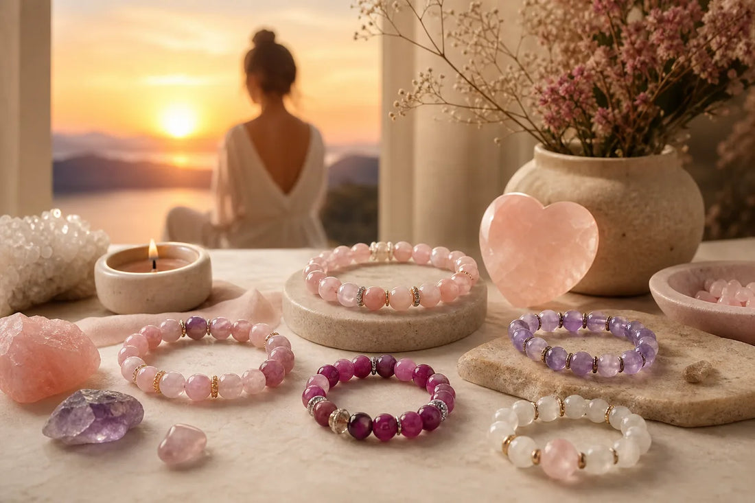 Editorial illustration for Best Crystal Bracelets for Love Manifestation in 2026
