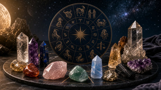 Editorial illustration for Best Crystal for Each Zodiac Sign