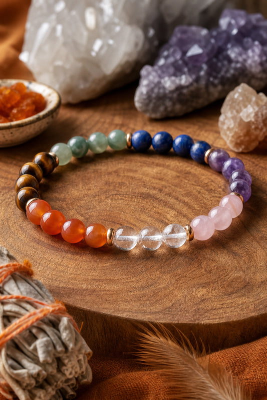 A photorealistic image related to healing-crystal-bracelets. Alt: healing-crystal-bracelets