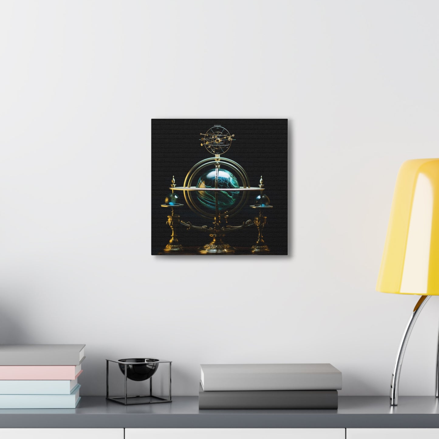 Mystical Globe Planetary Clock Wall Art Canvas Spiritual Decor