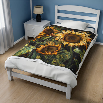 Sunflower Velveteen Plush Blanket