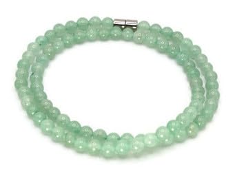 6mm Beaded Gemstone Necklace Healing Crystal Jewelry with Easy Lock Clasp (20, 01: Green Aventurine)