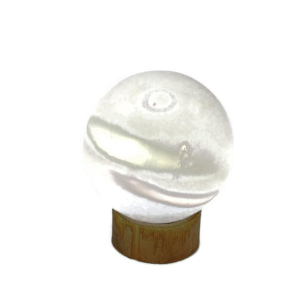 Auras By Osiris Crystal Sphere with Handmade Bamboo Stand - Artisan Crafted Gemstone Orb for Healing and Decoration