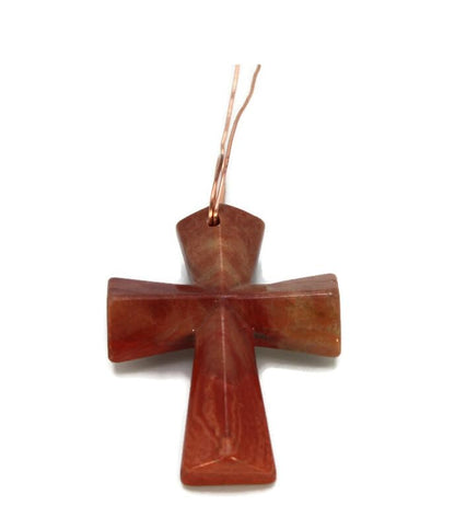 Gemstone Pendants Healing Crystal Crosses with Copper Wire for Necklace