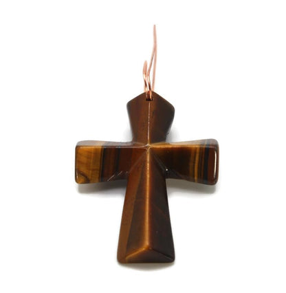 Gemstone Pendants Healing Crystal Crosses with Copper Wire for Necklace