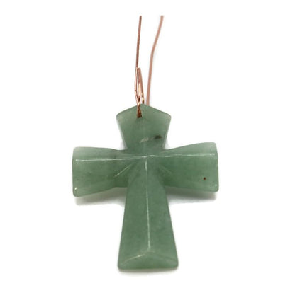 Gemstone Pendants Healing Crystal Crosses with Copper Wire for Necklace