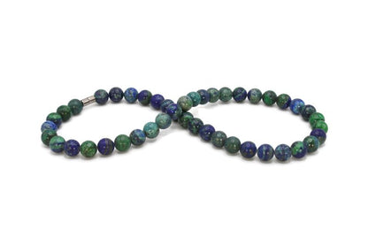 Azurite Crystal Necklace for Men/Women - Chrysocolla Crystal Bead Necklace - Chrysocolla Lapis Lazuli Necklace - Natural Gemstones - Beaded Choker Necklaces for Women/Men