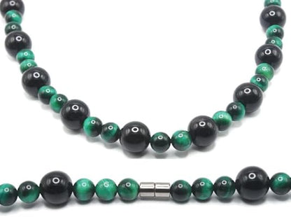 Men's Healing Crystal Necklace - 16/19/24/30 Inch Beaded Chains with 6/8/10/12/14/16mm Gemstones Handmade in USA