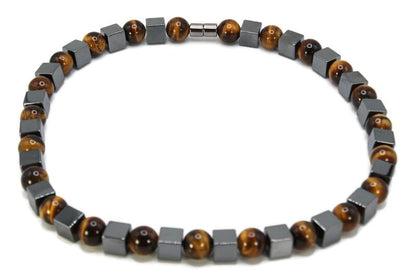 Auras By Osiris Men’s Gemstone Necklace – Handmade 12mm Round & Cube Bead Crystal Jewelry – 19, 24 & 30 Inch Protection & Positive Energy