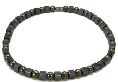 Auras By Osiris Men’s Gemstone Necklace – Handmade 12mm Round & Cube Bead Crystal Jewelry – 19, 24 & 30 Inch Protection & Positive Energy