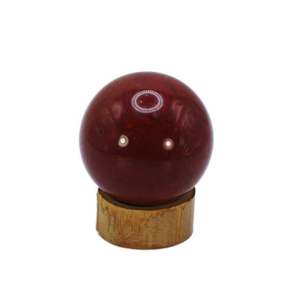 Auras By Osiris Crystal Sphere with Handmade Bamboo Stand - Artisan Crafted Gemstone Orb for Healing and Decoration
