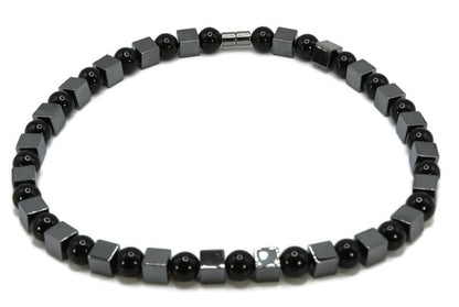 Auras By Osiris Men’s Gemstone Necklace – Handmade 12mm Round & Cube Bead Crystal Jewelry – 19, 24 & 30 Inch Protection & Positive Energy