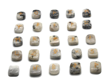 Auras by Osiris - Rune Gemstones Set with Engraved Elder Futhark Alphabet Divination, Crystal Healing Chakra