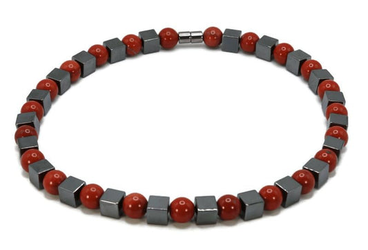 Auras By Osiris Men’s Gemstone Necklace – Handmade 12mm Round & Cube Bead Crystal Jewelry – 19, 24 & 30 Inch Protection & Positive Energy