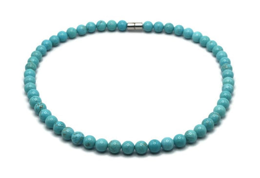 Turquoise Necklace for Men and Women | Genuine Gemstone Turquoise Jewelry for Protection and Healing | Blue Crystal Fashion Accessory | 8mm 22 inches
