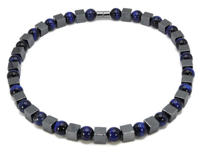 Auras By Osiris Men’s Gemstone Necklace – Handmade 12mm Round & Cube Bead Crystal Jewelry – 19, 24 & 30 Inch Protection & Positive Energy