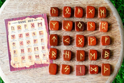 Auras by Osiris - Rune Gemstones Set with Engraved Elder Futhark Alphabet Divination, Crystal Healing Chakra