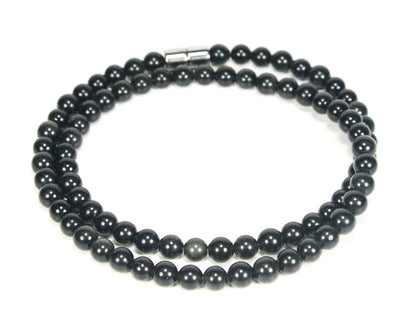 Black Obsidian Necklace Natural Gemstone Jewelry Beaded Necklace for Men/Women Healing Crystal Talisman Handcrafted by Master Shaman made in USA