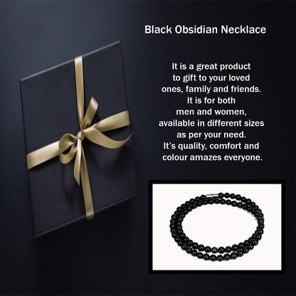Black Obsidian Necklace Natural Gemstone Jewelry Beaded Necklace for Men/Women Healing Crystal Talisman Handcrafted by Master Shaman made in USA