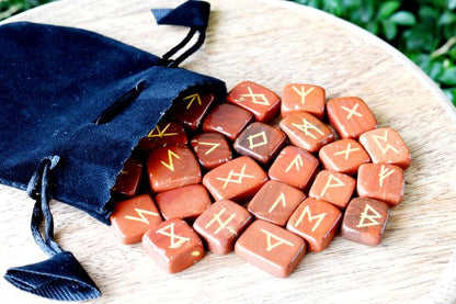 Auras by Osiris - Rune Gemstones Set with Engraved Elder Futhark Alphabet Divination, Crystal Healing Chakra