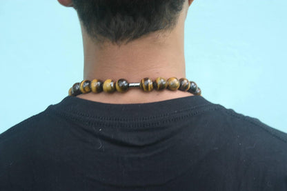 Men’s Tiger Eye Necklace – 24” Large 16mm Beaded Prosperity & Healing Crystal Jewelry