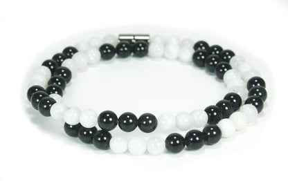 Ying Yang Necklace Genuine Moonstone Obsidian Necklace for Men/Women Healing Crystals and Gemstones Protection Necklaces