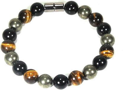 Auras by Osiris Triple Protection Bracelet - Black Tourmaline- Tiger Eye - Pyrite - Luxury Jewelry - Durable Bracelets