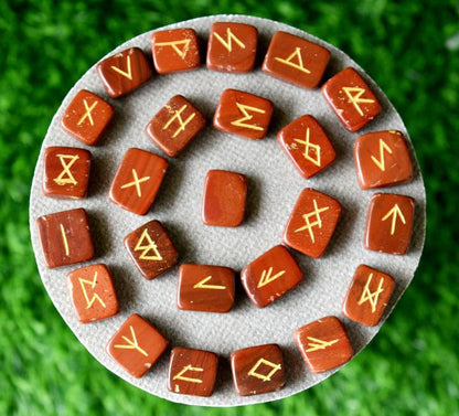 Auras by Osiris - Rune Gemstones Set with Engraved Elder Futhark Alphabet Divination, Crystal Healing Chakra