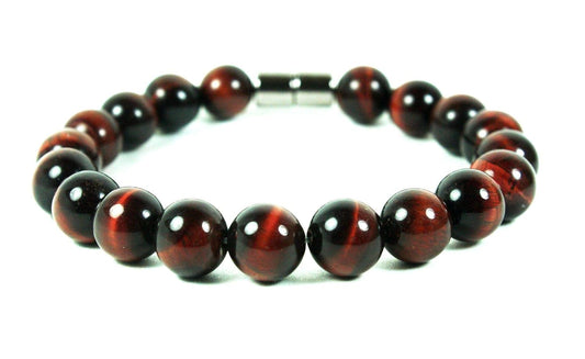 Strong Beaded Bracelets for Women/Men 8mm Red Tiger Eye Healing Crystal Bracelet