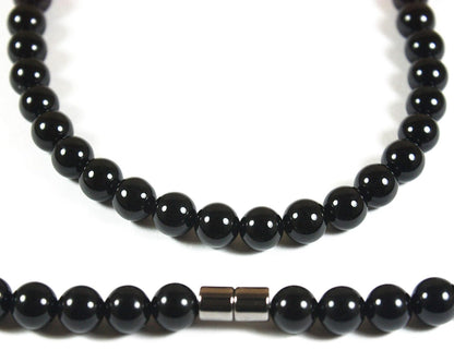 Mens Onyx Necklace - Empath Protection Jewelry - Karma Protection Necklace - Beaded Choker Necklace- 18/20/22/24/26/28/30 Inches - 6/8/10/12/14/16mm Black Onyx