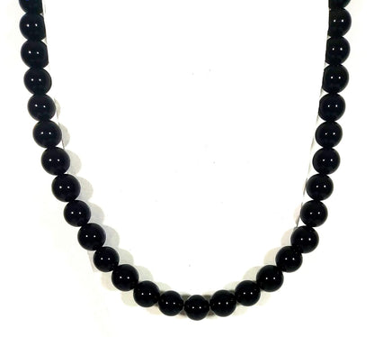Mens Onyx Necklace - Empath Protection Jewelry - Karma Protection Necklace - Beaded Choker Necklace- 18/20/22/24/26/28/30 Inches - 6/8/10/12/14/16mm Black Onyx