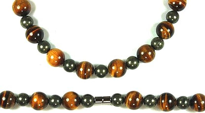 Men's Healing Crystal Necklace - 16/19/24/30 Inch Beaded Chains with 6/8/10/12/14/16mm Gemstones Handmade in USA