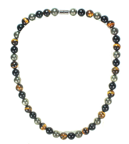 Triple Protection Necklace - Healing Crystal Jewelry - Beaded Necklace for Men/Women - Positive Energy Frequency