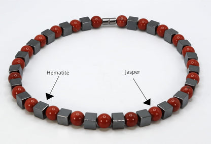 Auras By Osiris Men’s Gemstone Necklace – Handmade 12mm Round & Cube Bead Crystal Jewelry – 19, 24 & 30 Inch Protection & Positive Energy