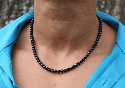 Men's Healing Crystal Necklace - 16/19/24/30 Inch Beaded Chains with 6/8/10/12/14/16mm Gemstones Handmade in USA