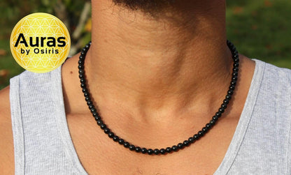 Black Obsidian Necklace Natural Gemstone Jewelry Beaded Necklace for Men/Women Healing Crystal Talisman Handcrafted by Master Shaman made in USA