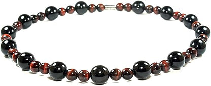 Men's Healing Crystal Necklace - 16/19/24/30 Inch Beaded Chains with 6/8/10/12/14/16mm Gemstones Handmade in USA