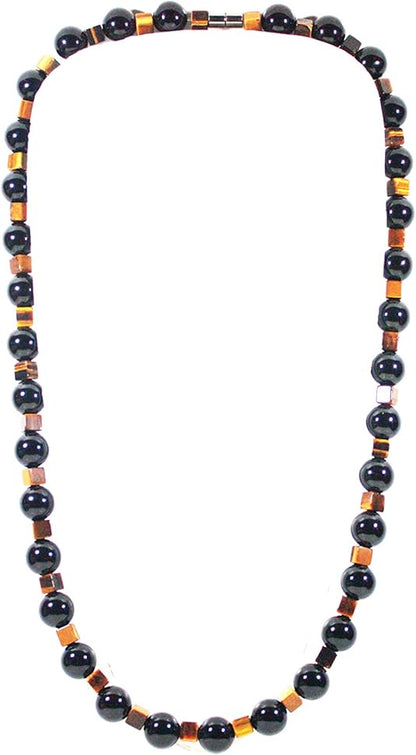 Auras by Osiris - Onyx and Tiger Eye Beaded Necklace For Men - World Class Durability & Easy Lock Clasp - Aura Shielding - Confidence - Handcrafted by Master Shaman
