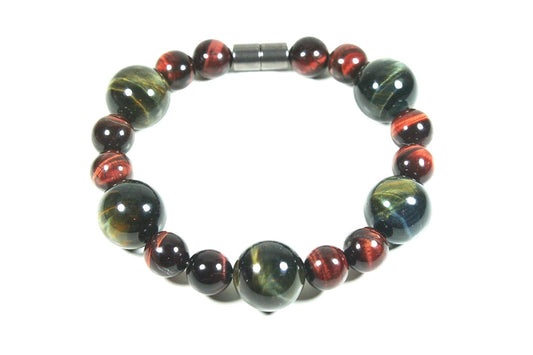 AURAS BY OSIRIS - Blue Tiger Eye - Red Tiger Eye Bracelet For Men And Women- Mala Bracelet - Yoga Bracelet - Gemstone Bracelet - African Jewelry