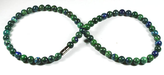 Azurite Crystal Necklace for Men/Women - Chrysocolla Crystal Bead Necklace - Chrysocolla Lapis Lazuli Necklace - Natural Gemstones - Beaded Choker Necklaces for Women/Men