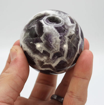 Auras By Osiris Crystal Sphere with Handmade Bamboo Stand - Artisan Crafted Gemstone Orb for Healing and Decoration