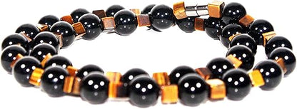 Auras by Osiris - Onyx and Tiger Eye Beaded Necklace For Men - World Class Durability & Easy Lock Clasp - Aura Shielding - Confidence - Handcrafted by Master Shaman