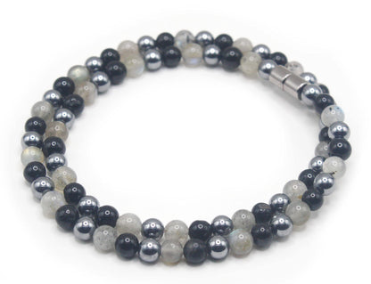 Triple Protection Necklace - Healing Crystal Jewelry - Beaded Necklace for Men/Women - Positive Energy Frequency