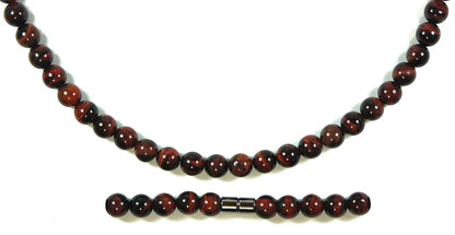 Red Tiger Eye Necklace for Men & Women – Tribal Gemstone Mala for Immunity, Strength & Energy – Custom Length